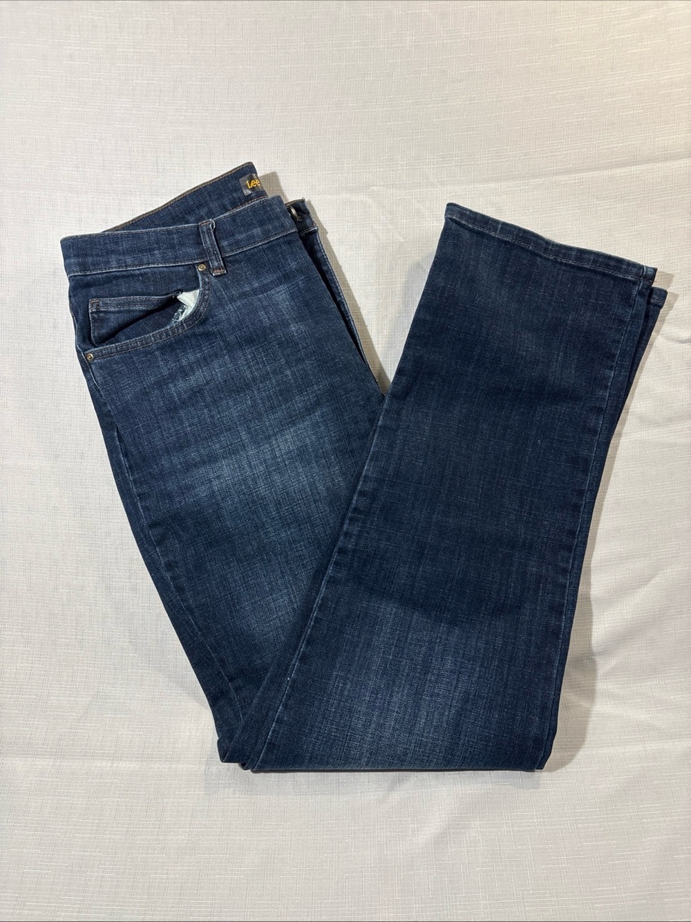 Lee Relaxed Bootcut Jeans Womens 14 Long Dark Wash Stretch Denim Mid Rise